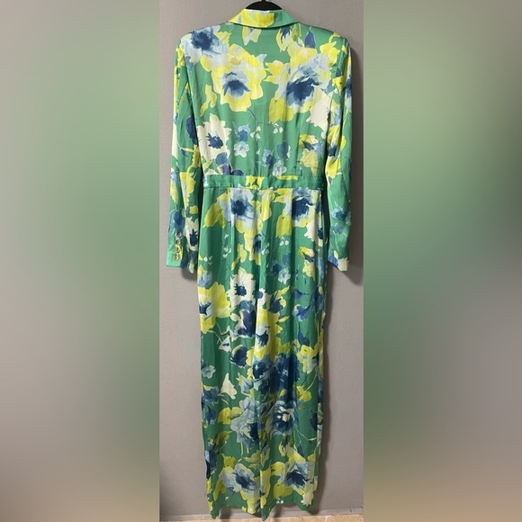 NWOT Zara Floral Satin Jumpsuit in Green, Yellow, and Blue. Size Small - Picture 8 of 15
